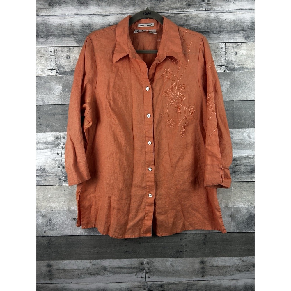 Edward Woman Irish Linen 1X Button Up Blouse
